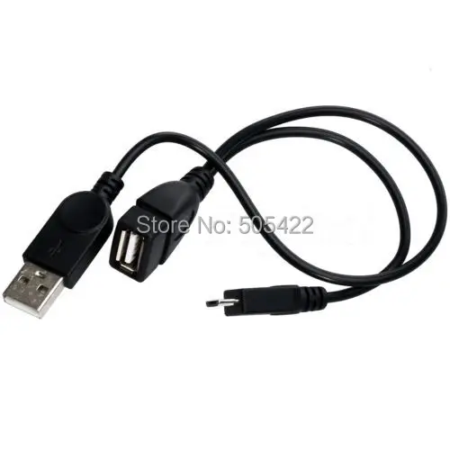 100pcs/lot Micro USB Male to USB Female Host OTG Cable with USB Y Splitter Power Cable High Quality