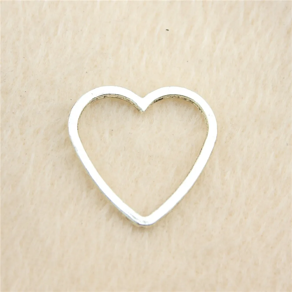 62pcs/lot 24*25mm ancient silver Hollow Heart charm Pendants DIY jewelry for bracelet necklace earring