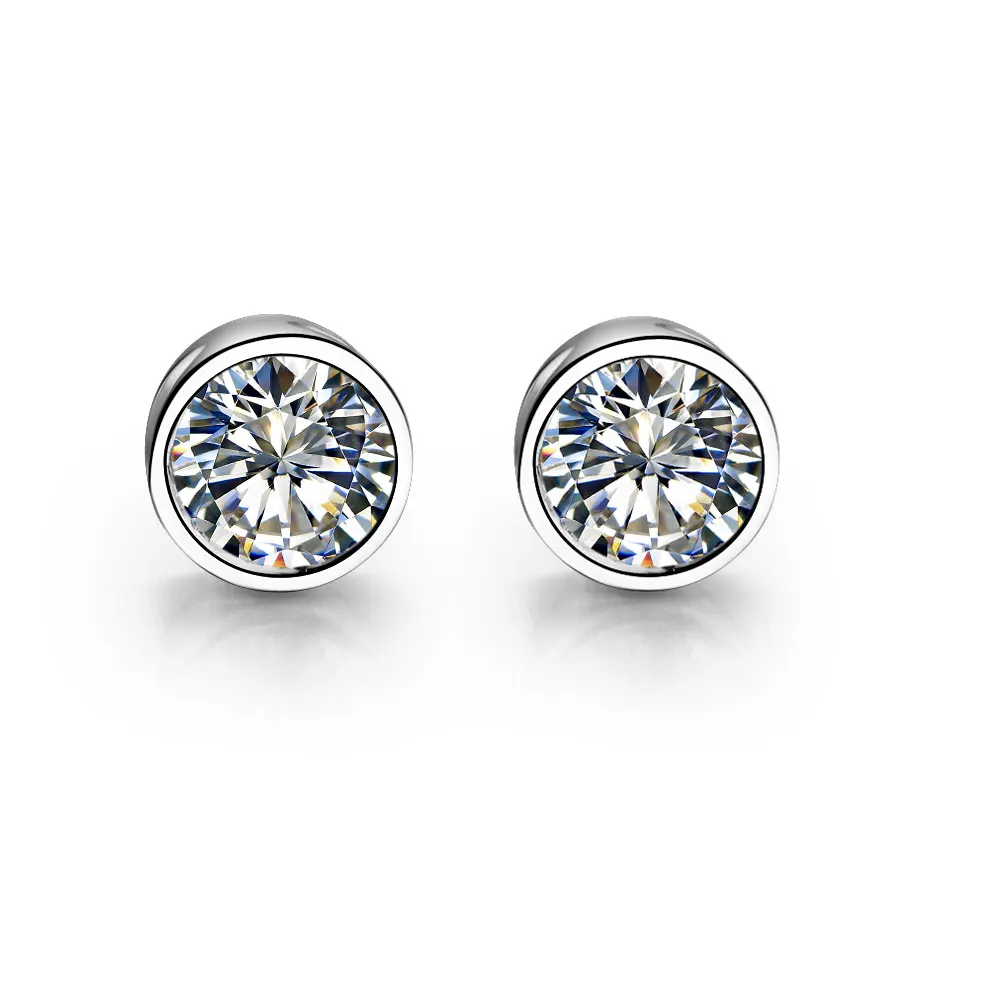 

Test Positive Warranty Round Brilliant 6.5MM 1Ct each D Moissanite Diamond Stud Earrings Platinum 950 Earring