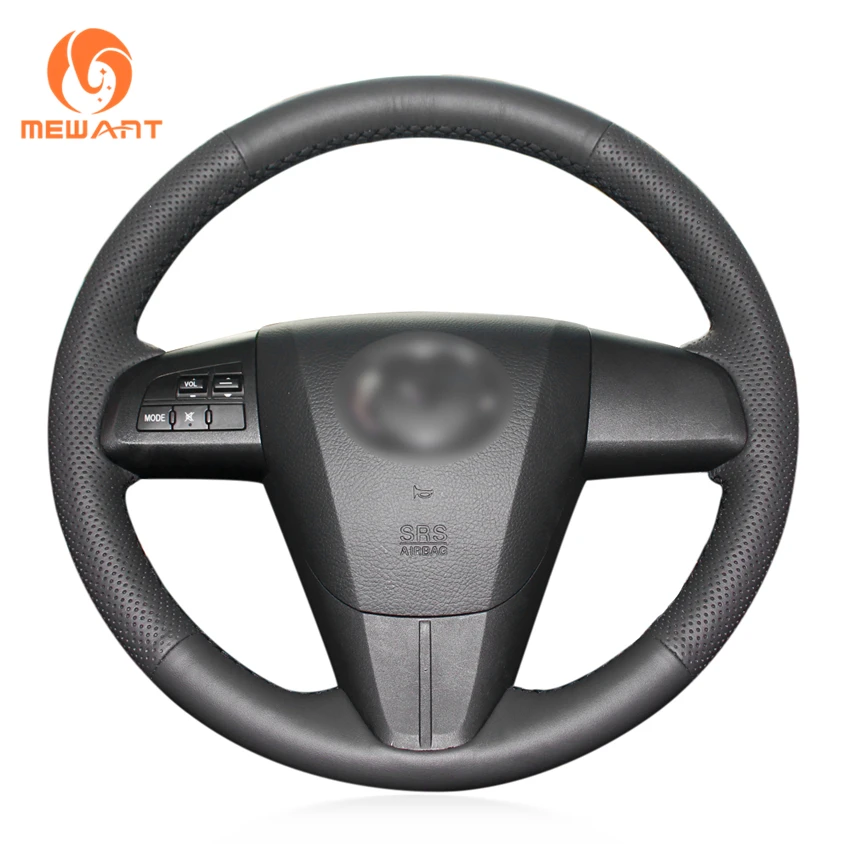 

MEWANT Black Artificial Leather Car Steering Wheel Cover for Mazda 3 Axela 2010-2013 Mazda 5 Mazda 6 CX-7 CX-9 MAZDASPEED3 (US)