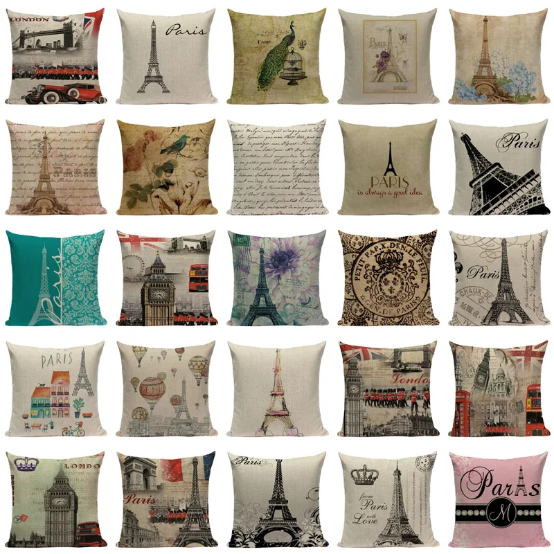 London decorative Printed Throw Pillows home cushions covers London Bridge paris  Eiffel Tower cushion Dropshipping cushion