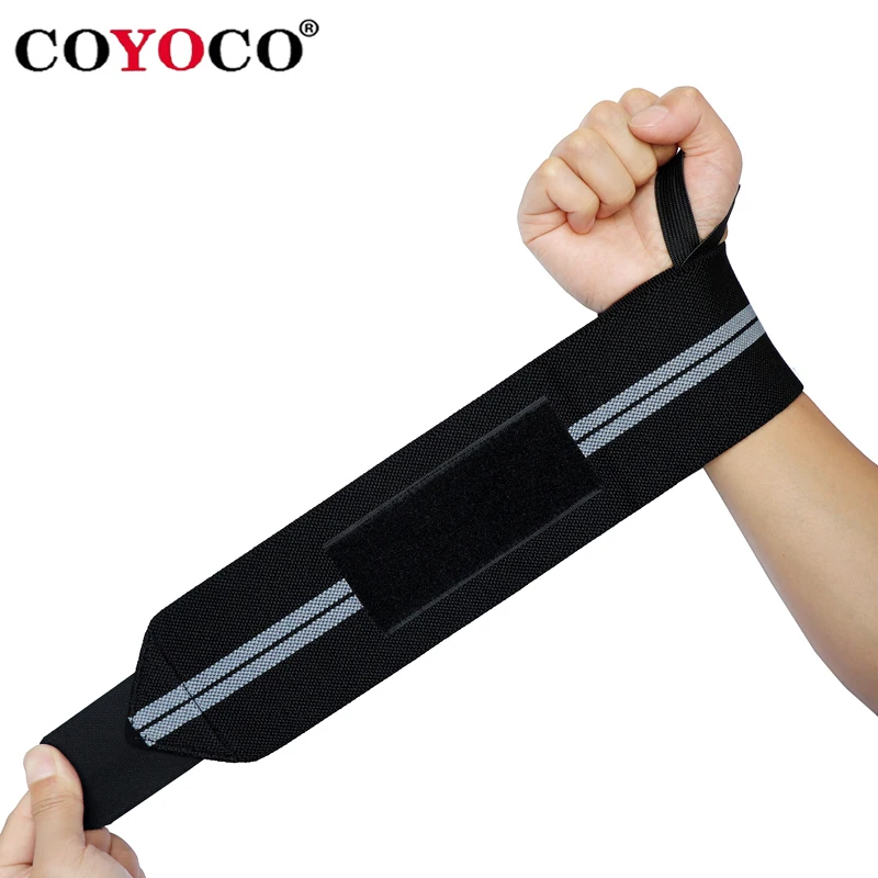 1 Pair Adjustable Bandages Weightlifting Wristbands Wrist Protector Brace Support COYOCO Brand Professional Sports Grey