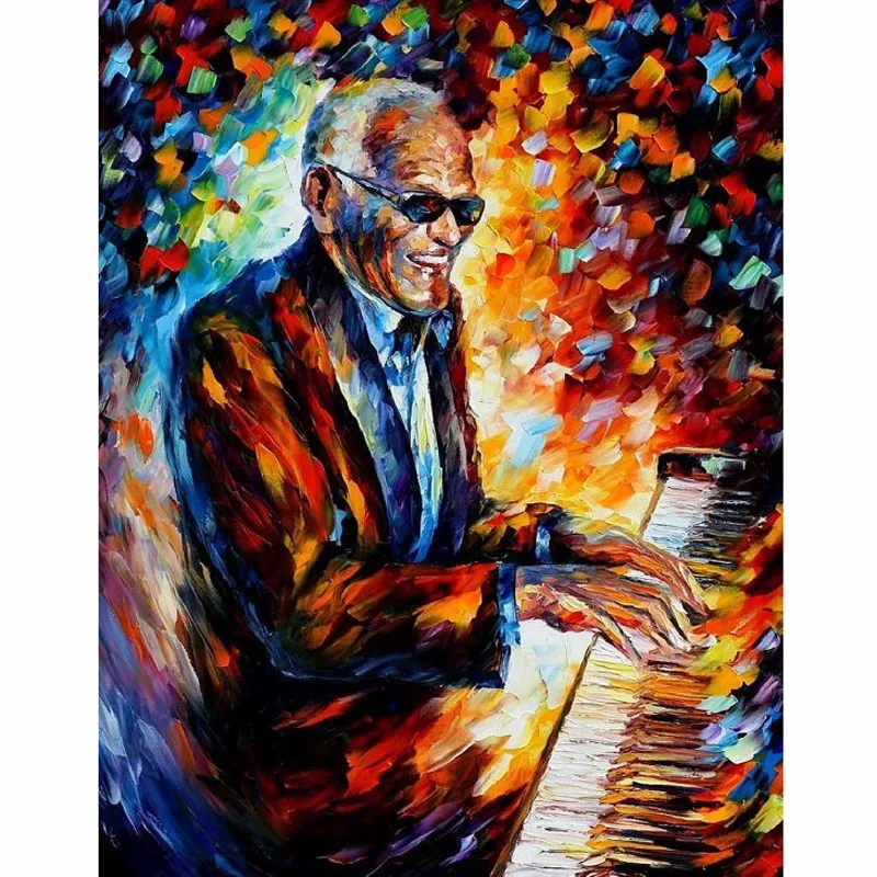 Hand Painted Landscape Abstract Ray Charles art Palette Knife Modern Oil Painting Canvas Art Living Room hallway Artwork Fine