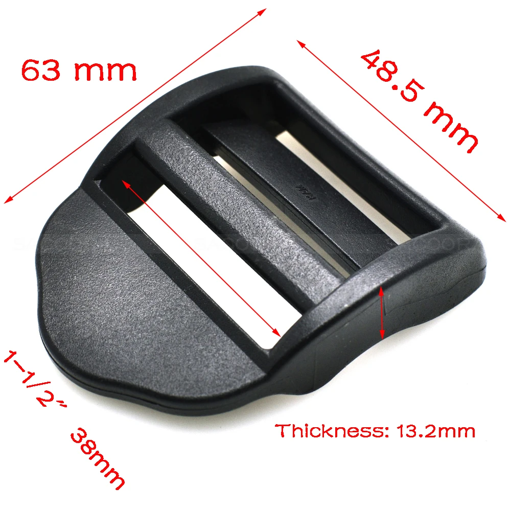 10pcs Plastic Ladder Lock Tri-Glides Slider Adjustable Buckle Belt Buckle Backpack Accessory Black