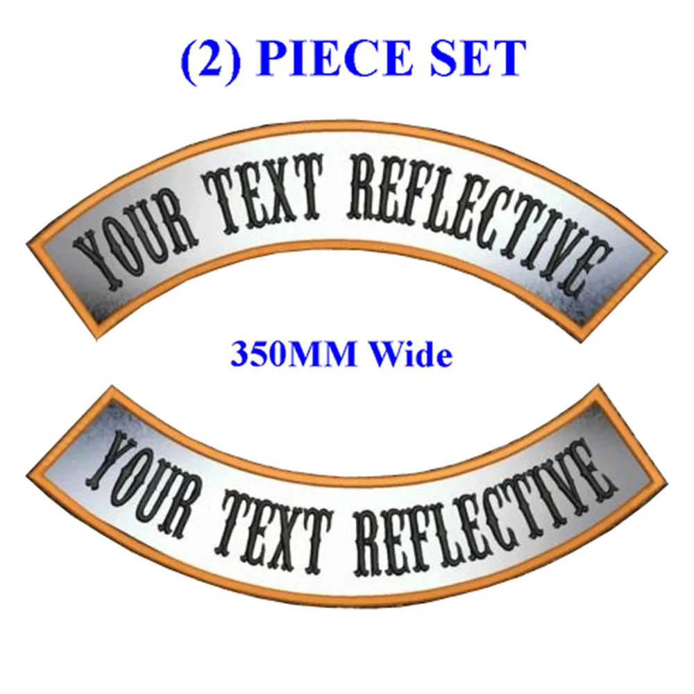 Customize embroidery mc rocker patch 350mm wide top and bottom motorcycle biker patches for vest cut and clothing