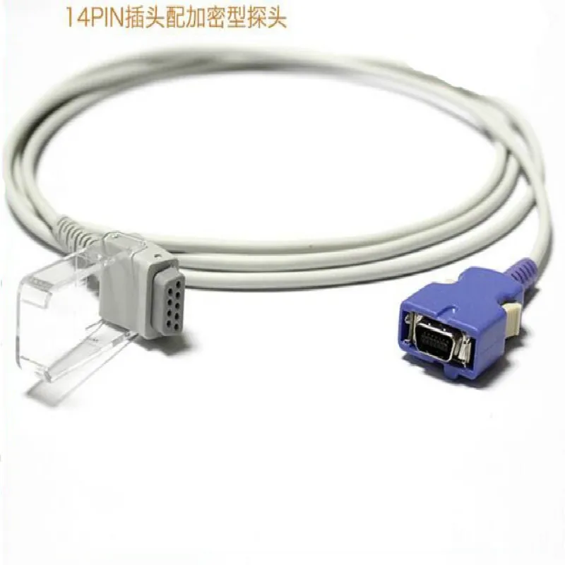 

Free Shipping Compatibe for SCP-10 Nellcor 14 Pin to DB9 Pin Spo2 Extension Cable TPU 2.4M Medical Adapter Cable and Wire