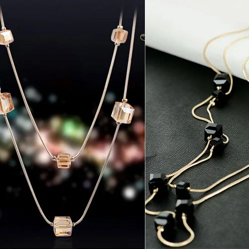 Collares Mujer Fashion Statement Necklaces & Pendants Gold Color Crystal Layered Necklace Women Long Collier Femme Maxi Jewelry
