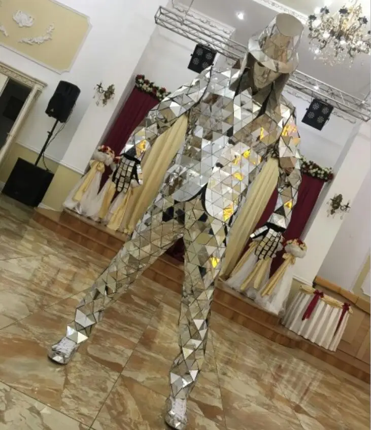 

Fashion Mirror Clothing Event Party Supplies Mirror Robot Suit Dazzling Costume Men Reflective Stage Performance Clothes Outfit