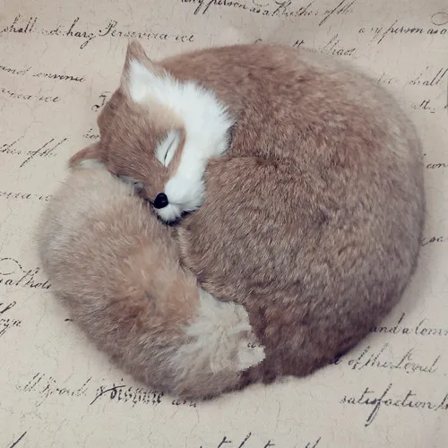 large 27x27x12cm sleeping fox model ,polyethylene&furs handicraft Figurines&Miniatures decoration gift a2904