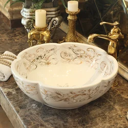 Europe Vintage Style Art wash basin bathroom sinks Countertop bathroom sinks ceramics wash basin