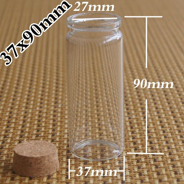 

factory Wholesale 50pcs/lot 65 ml Glass Wishing Bottles Vials With Cork 37 *90*27mm