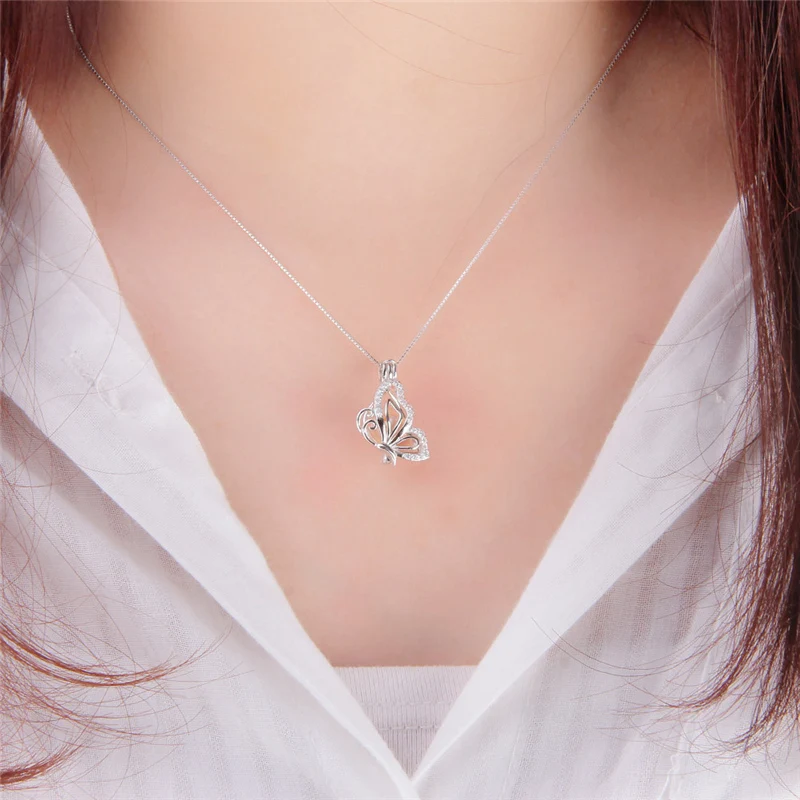 CLUCI 925 Sterling Silver Zircon Butterfly Charms Pendant Silver 925 Pendant for Women Mother\'s Day Gift Jewelry SC359SB