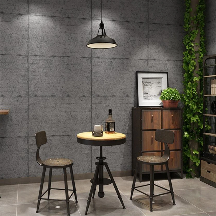 Retro industrial style plain gray cement gray wallpaper background wall barber shop senior gray clothing store hotel wallpaper