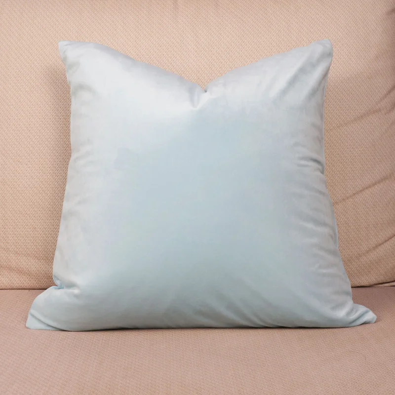 High Quality Soft Light Blue Velvet Pillow Case Cushion Cover Blue Pillow Cover No Balling-up Without Stuffing