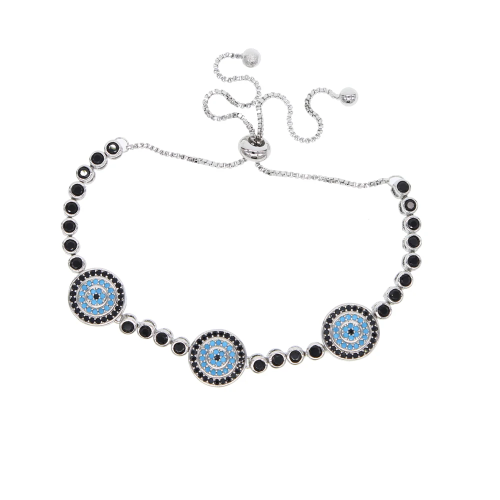 Nieuwe Mode Aanpassen Turkse Tennisketting Armband Luxe Ronde Blauwe Ogen Helder Kubisch Zirkoon Aaa + Cz Vrouwen Bruiloft Sieraden