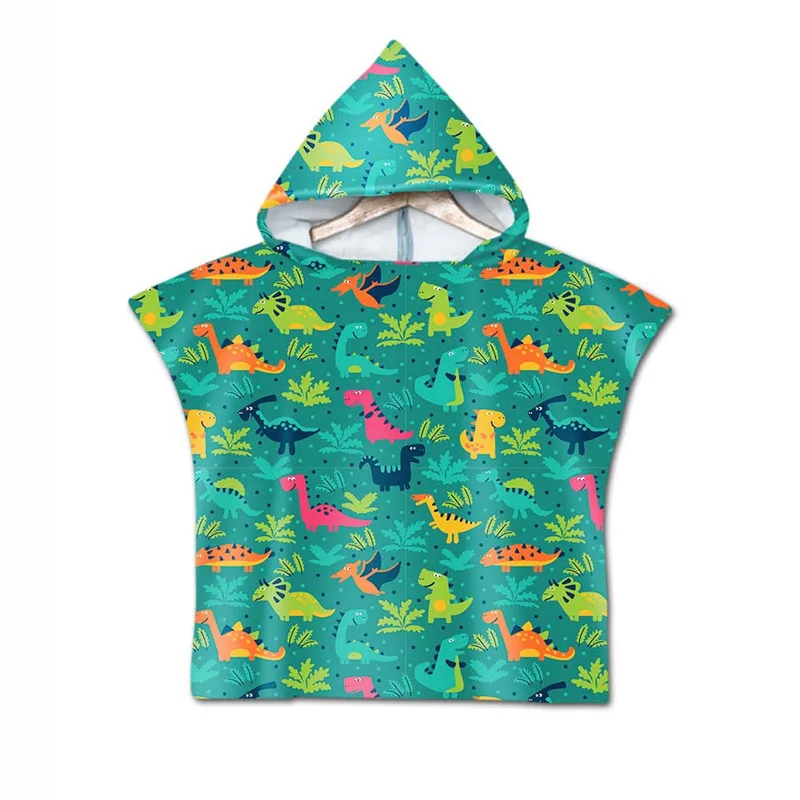 Cartoon Beach Towel Baby Children Hooded Bath Towel Bathrobe Animal Printed Boys Girls Hooded Robe Poncho for Swimming Beachwear