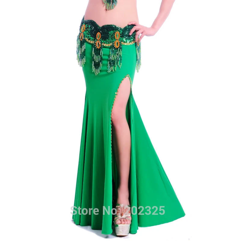 Women tribal belly dance skirts sexy belly dance costume wear split belly dancing dress performance clothes green belly skirt