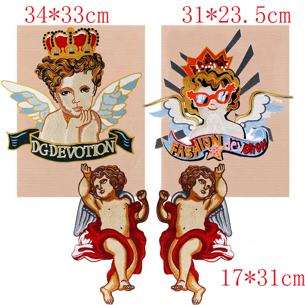 Big Embroidery Angel Wings Applique Patch Fairy Cupid Baby Doll Embellishment for Clothes Beaty Girl Bag Shirt Sewing Accessorie