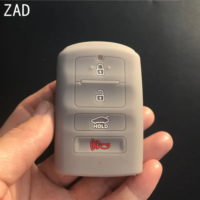 ZAD silicone rubber car key case cover shell skin holder protector for KIA New K7 K9 2013 2014 2015 2016 4 buttons key set