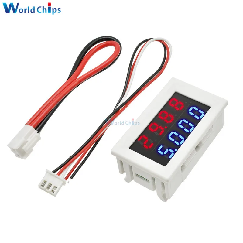 Red Blue 4bit Dual LED Display DC100V/200V 10A Digital Voltmeter Ammeter High Precision Voltage Meter Current Meter with 5 Wires