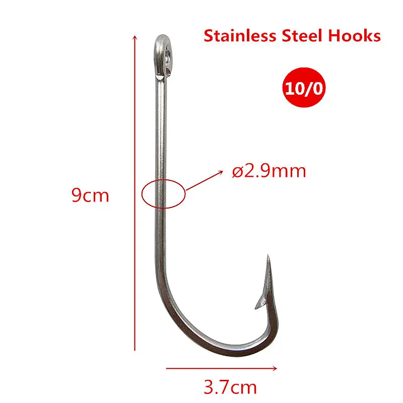 Lot 25pcs 10/0 Stainless Steel Fishing Hooks Saltwater Big Single Offset Barbed Fly Fishhook Tackle sharpened O'Shaughnessy