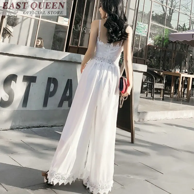 Bohemian women jumpsuits 2019 tunic sleeveless lace chiffon beach rompers full length pants loose casual solid jumpsuit DD676 L