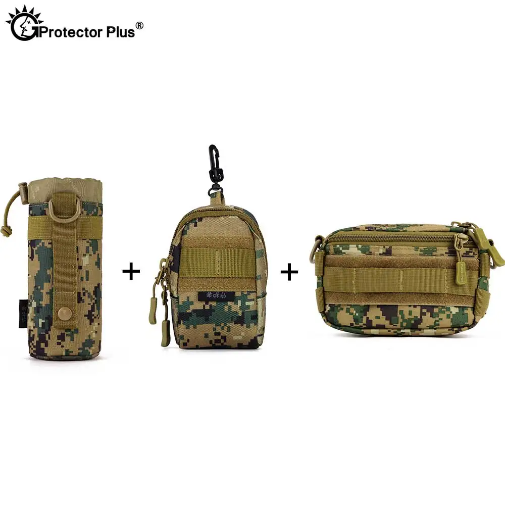 PROTECTOR PLUS Tactical Pouch Set 3 Bags Molle Expand Outdoor Sports Hunting Cycling Camo Bag Single Shoulder Waist  Waterproof