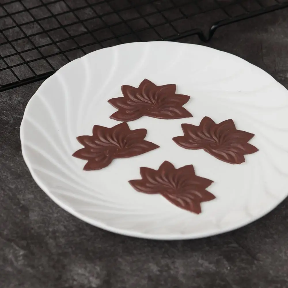 Flower Shape Chocolate Transfer Sheet Silicone Mold Cake Decorating Maple Leaf Shaped Mould Baking Stencil Chablon