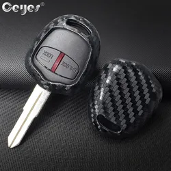 Ceyes Car Protection Key Covers Accessories Styling Case For Mitsubishi Pajero EX Lancer ASX Outlander Galant Carbon Fiber Grain