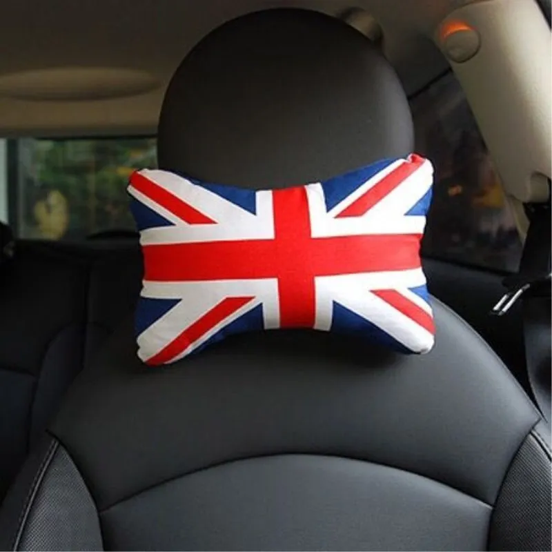  Neck Pillow Union Jack Checkered Care Occipital Headrest for Mini Cooper Clubman Countryman R50 R53 R55 R56 R60 R61 F54 F55 F56