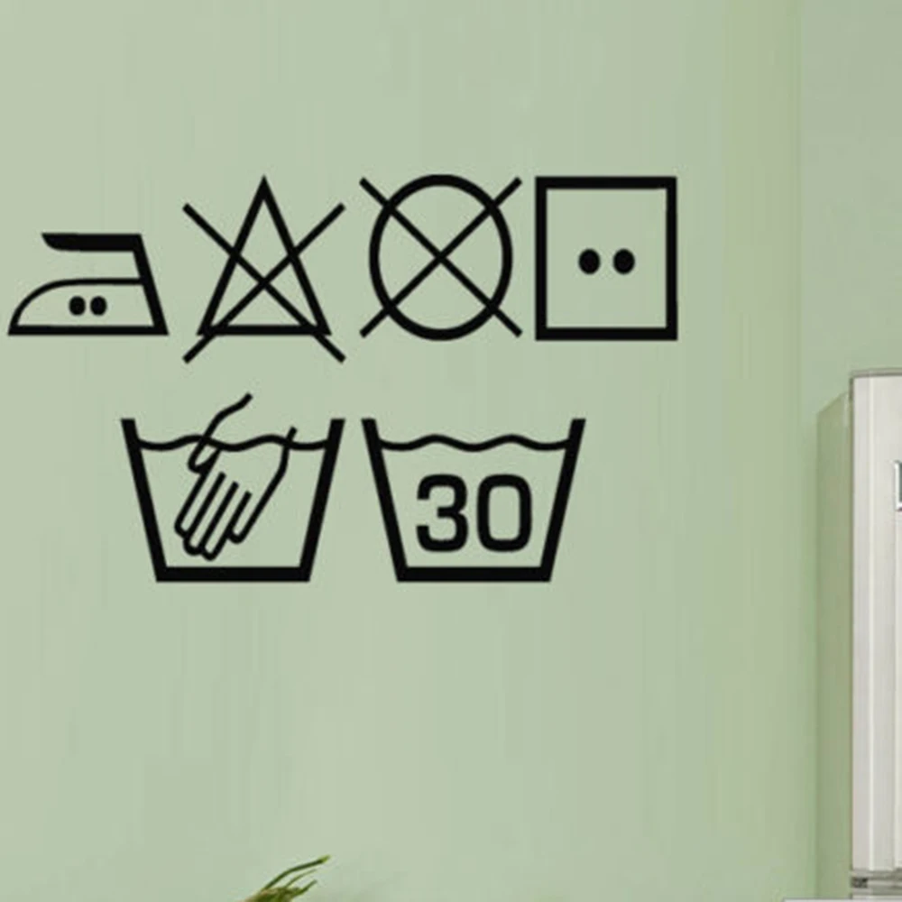 Laundry Symbols Wall Window Sticker Washing Kitchen Utility Wall Decal Laundry Room Sign Washing Room Vinyl Home Decor