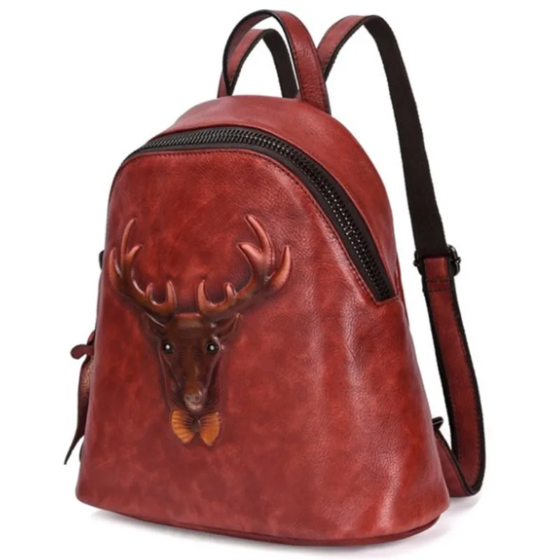 Female Genuine Leather Backpack Woman Bag Schoolbag Daypack Cowhide Rucksack School Bags 2019 Top Quality Vintage Girl Travel