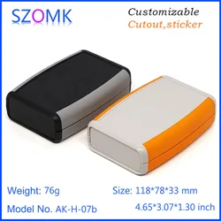 1 Piece118*78*33mm 9V battery handheld plastic box for electronics case szomk high quality plastic control enclosure pcb design