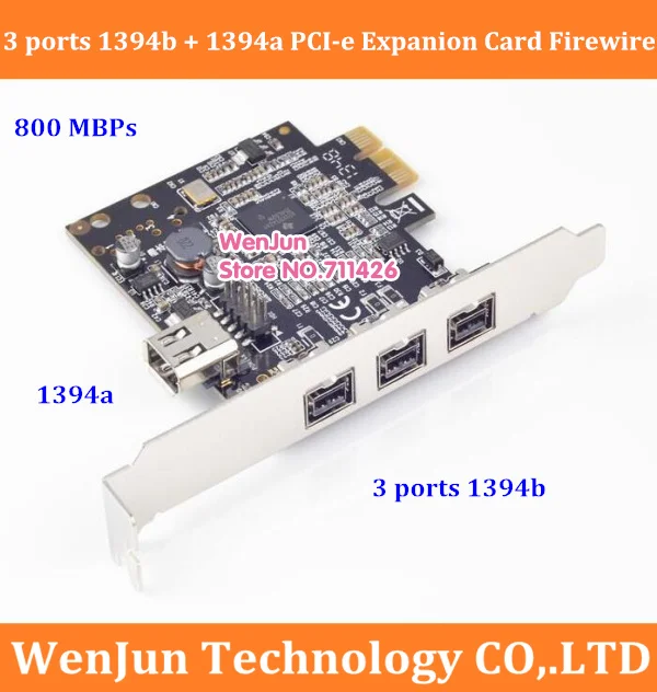 High Quality 3 Ports 1394b+ 1 Port 1394a PCI-e Expanion Card External Firewire 800 PCI Express IEEE1394B complian with 1394a