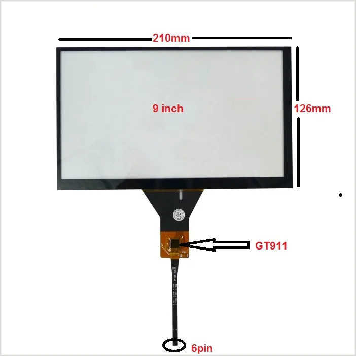 

On-board DVD navigation 9 inch capacitive touch screen /210*126/6 line touch screen /GT911 6P line, free delivery