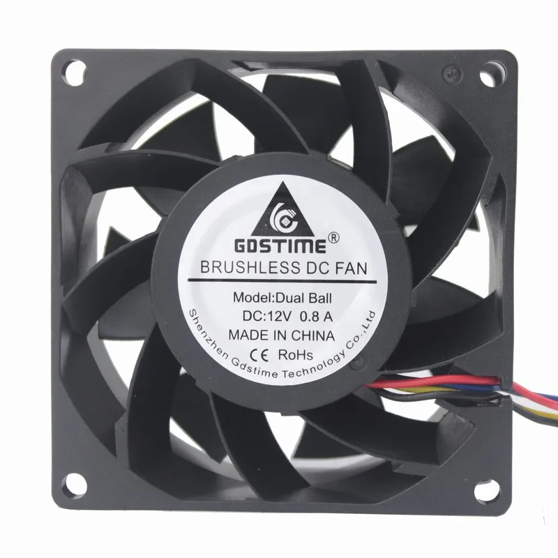 Waktu Luang 10 Buah Bola Ganda Radiator Komputer 80 Mm X 38 Mm Kipas Brushless DC 12 V 80X80 MM 4 Kabel 4 Pin CPU PC Case Cooling Fan 8 Cm