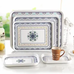 Large size rectangular  Suqare thickening tray wine tray tea tray creative tea tableware storage plate plastic fruit plate