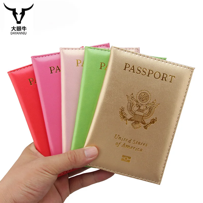 USA Design Women Passport Cover Colorful Soft Travel Passport Holder PU Leather Passport Cover Credit Card Case