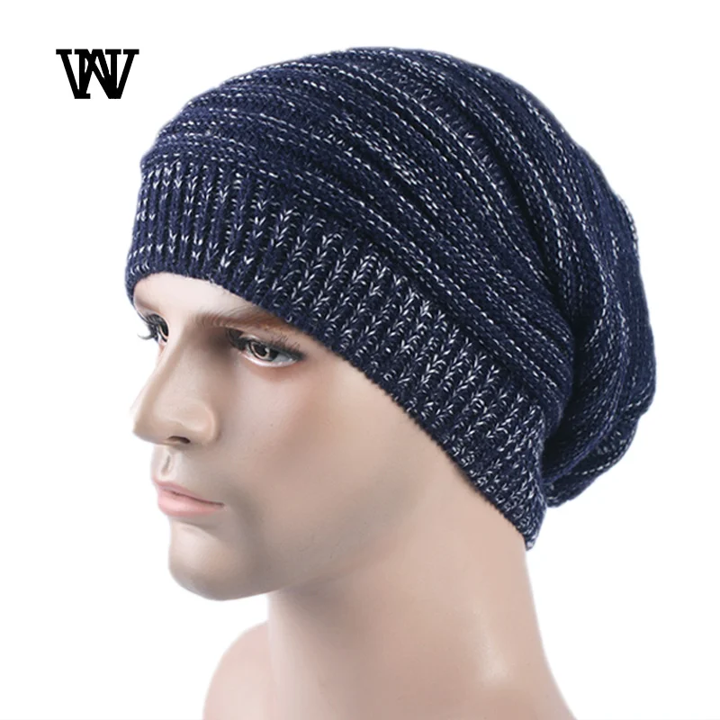 Striped Baggy Skullies Beanies Hats for Men Winter Cap Women\'s Outdoor Bonnet Hat Female Soft Warm Knitted Hat for Boys TTM-CZX9