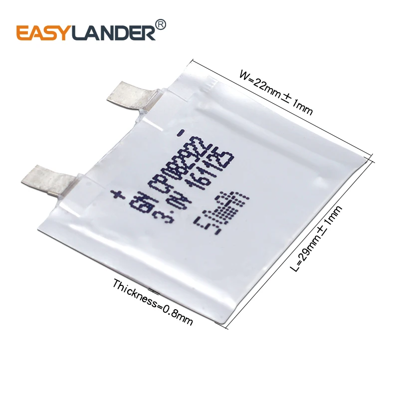CP 082922   Batería recargable de polímero de litio, 3,0 V, 50mAh, para tarjetas inteligentes OTP, tarjetas bancarias visuales, etiquetas electrónicas activas