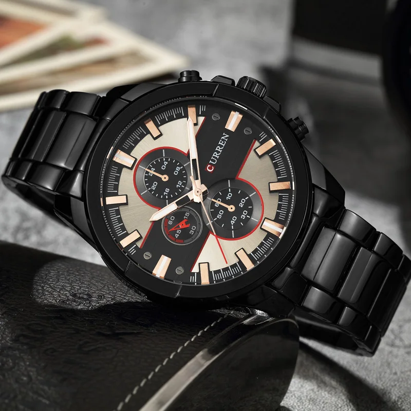 NEW CURREN Luxury Brand Men Full Steel Business Wristwatches Man Casual Waterproof Watch Quartz Watches relogio masculino