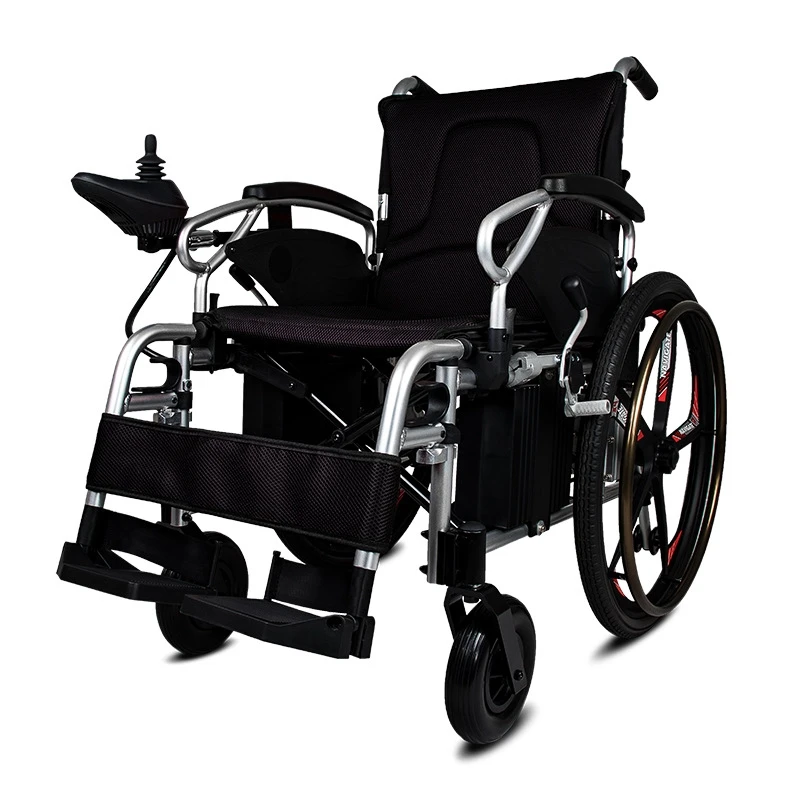 Health Care Supplies Motorised Foldable Electric Power Wheelchair With Solid Wide Wheels For Disabled