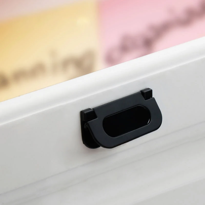 Surface mounted dark silver drawer handle modern flip handle dark buckle buckle hand furniture hardware accessories