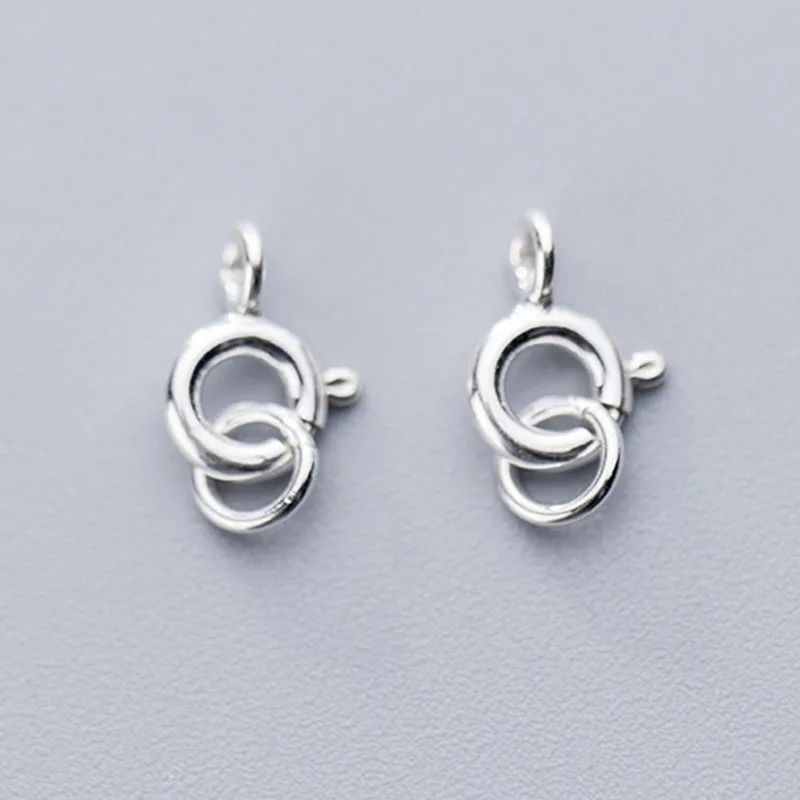 2pcs 100% 925 Sterling Silver Spring Clasp Connectors 5mm Silver Spring Hooks With Ring For Necklace Bracelets DIY Jewelry Make
