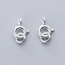 2pcs 100% 925 Sterling Silver Spring Clasp Connectors 5mm Silver Spring Hooks With Ring For Necklace Bracelets DIY Jewelry Make