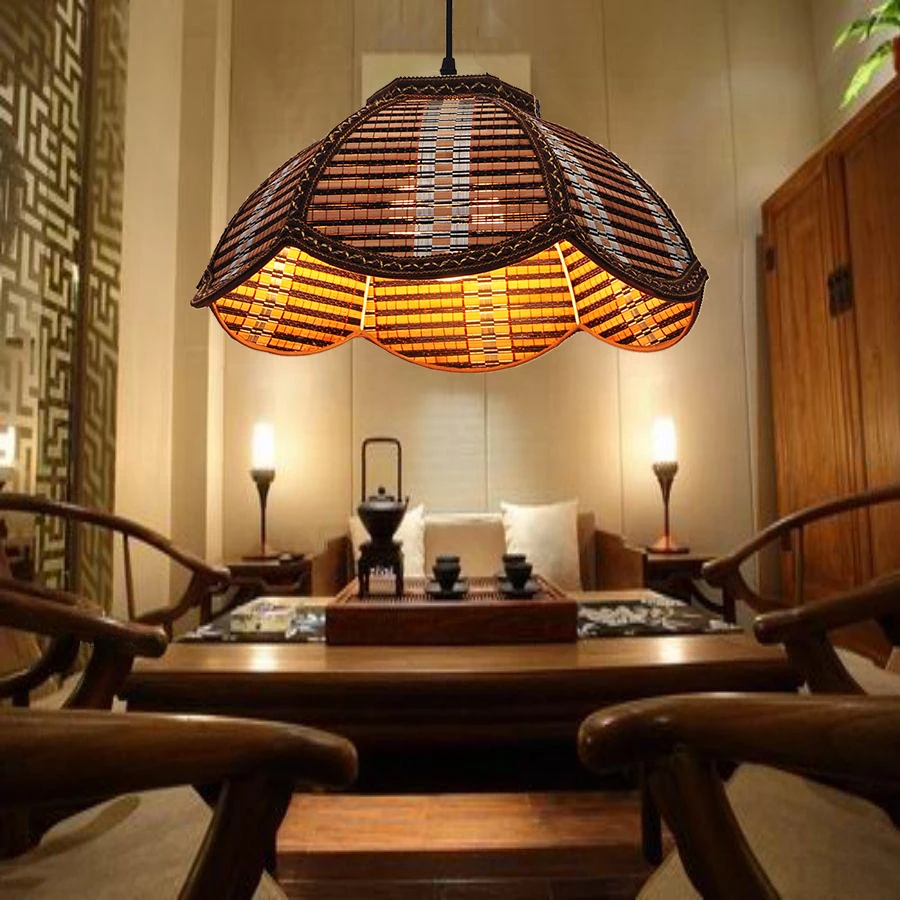 

Bamboo Southeast Asian lamp restaurants Nongjiale bamboo chandelier simple Creative Zen tea garden lamp fish shop ZH zb21