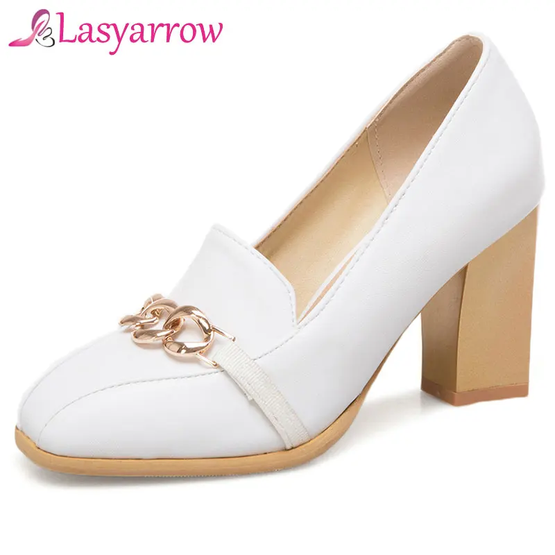 Lasyarrow Frauen Pumpen Flachen Pumpen frauen Eleganten Platz Toe Chunky High Heels Party Kleid Pumpen Concise Hochzeit Schuhe F100