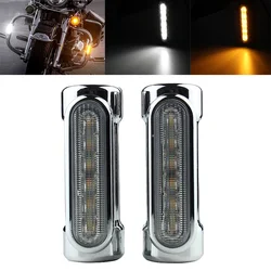 FADUIES Motorcycle Highway Bar Switchback Turn Signal Light White Amber LED For Victory Harley Road King/Touring Models