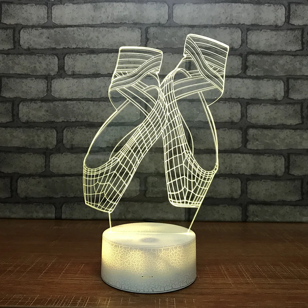 

Creative Ballet Shoes Night Lights Colorful Led Custom Girl Bedside 3d Lamps New Fantastic 3d Light Fixtures