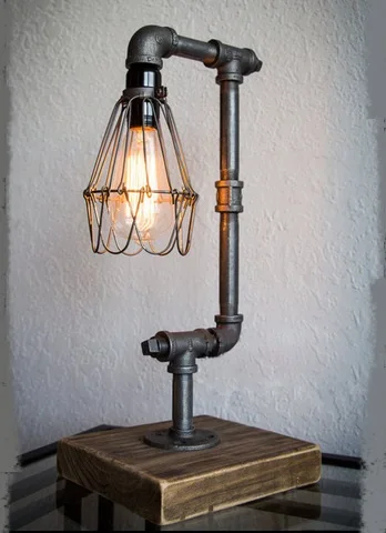 

Nordic iron table lights Loft Edison industrial retro wind personality water pipes coffee decorative creative desk lamp ZA SG39